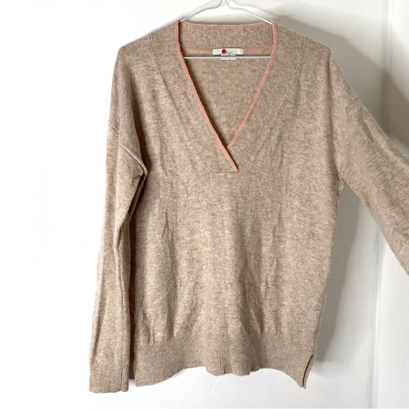 Boden Tan V-Neck Sweater - Picture 4 of 8